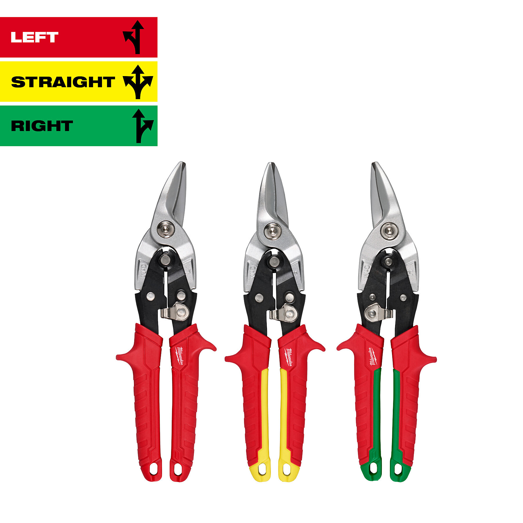 Milwaukee, 3PC Aviation Snip Set, Blade Size 1.61 in, Tool Length 9.88 in, Model# 48-22-4563